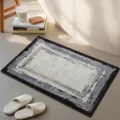 Tapis de bain en chenille grise, tapis absorbant epais pour salle de bain, style moderne. - Rectangle moucheté