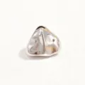 S925 silver irregular triangle spacer bead, handmade DIY jewelry accessory detail view. - Platinum Hammered Triangle Bead