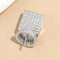 Vista dettagliata di un connettore per ciondolo quadrato in argento S925 con micro zirconi. - Chiusura Pendente (SK226) / Grande (9.2mm) / Oro bianco