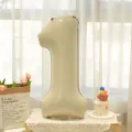 Caramel cream number 1 balloon for baby first birthday party and celebration decoration. - Cream Heart Bow