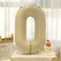 Caramel cream number foil balloon for baby first birthday party, 100 days celebration decor. - Cream Number 0