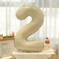 Caramel cream number 2 foil balloon for baby birthday party celebration and cute photo backdrop. - Cream Number 2