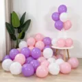 Purple pink white latex balloons set for romantic wedding birthday party event decoration. - 100 Pieces Pack (Matte Purple+Macaron Pink+White)