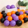 Thickened orange black purple latex balloons set for Halloween party and birthday decor. - 10" / Orange & Purple & Black