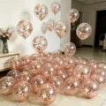 Ballons en latex transparents confettis or rose 12 pouces pour fête mariage déco - 10 Pièces/Paquet / Ballon à Paillettes Champagne