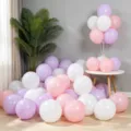 Purple white pink latex balloons set for party decoration, romantic event balloon decor. - 100 Pieces Pack (Macaron Purple+Macaron Pink+White)
