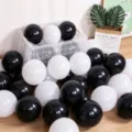 Black and white latex balloons decoration set for birthday party, wedding, and holiday celebration events. - 10" / White and Black