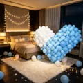 Gradient 3D heart balloon decoration set for romantic party, hotel, wedding and confession setup. - 3D Gradient Matte Blue Macaron Blue White Large Heart Balloon
