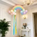 Dopamine long strip rainbow balloon set for children birthday party indoor and outdoor scene decor. - Macaron Mixed Rainbow Cloud Balloon Style B
