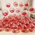 12-inch clear latex balloons filled with red confetti, perfect for wedding and birthday party decor. - 10 Pieces/Pack / Red
