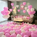 Hartvormige ballonnen decoratieset voor romantische verjaardag huwelijksfeest decor - 10 Inch (100 Stuks) / Mat Roze en Wit