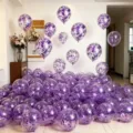 Ballons en latex konfetti violet de 12 pouces pour decoration de fete de mariage - 10 Pièces/Paquet / Ballon à Paillettes Violettes