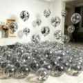 12-inch clear latex confetti balloons for party decoration and romantic wedding setup. - 10 Pieces/Pack / Black