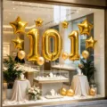 Gold foil 10.1 balloons star balloon set for store window mall holiday party decoration layout - Gold Number Balloon + 5 Gold Pentagrams