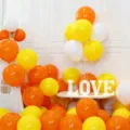Thickened matte latex balloons set in orange, yellow and white for party and proposal decor. - Matte Yellow + Orange + White
