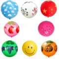 36 Inch Printed Balloons Bulk Assorted Designs Cloud Fruit Animal Smiley Party Decor - Mixed Fruit Print / 5 Pieces Pack 36 Inch