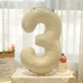 Caramel cream number 3 foil balloon for baby first birthday party decor, individual pack - Cream Number 3