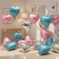 Heart Foil Balloons Blue Pink Silver 18 Inch Wedding Birthday Party Decor Supplies - Pink 10 + Silver 5 + Light Blue 5 Pcs
