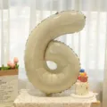 Caramel Cream Number 6 Foil Balloon for Birthday Party Baby Shower Celebration Decor - Cream Number 6