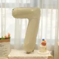 Caramel cream number 7 foil balloon for birthday party and baby 100-day celebration decor. - Cream Number 7