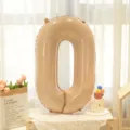 Caramel cream number zero foil balloon for baby first birthday party decor and celebrations. - Caramel Number 0