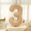 Caramel cream number 3 foil balloon for baby birthday party, kids one year old celebration decor. - Caramel Number 3