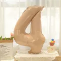 Caramel cream number 4 foil balloon for baby birthday party and 100-day celebration decor. - Caramel Number 4