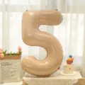 Caramel cream number 5 foil balloon for baby birthday party and 100-day celebration decor. - Caramel Number 5