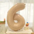 Caramel cream number 6 foil balloon for baby birthday party and anniversary celebration decor. - Caramel Number 6