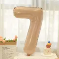 Caramel cream number 7 foil balloon for baby birthday party and 100 days celebration decor. - Caramel Number 7