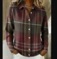 Women's plaid knitted cardigan sweater featuring a classic lapel and single-breasted button-down front. - 3XL / Dark Wine Red