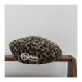 Baret imprimé léopard enfant hiver peluche rétro élégant chapeau mode accessoire - 50-52cm / Café