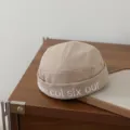 Kinder khaki Dockerkappe Retro Canvas Miki Hat Melonenhut mit weißer Stickerei. - 48-50cm / Khaki