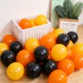 Orange black yellow balloons kit for Halloween birthday party store opening decoration. - 10" / Orange & Lemon Yellow & Black