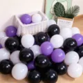 Thickened black white purple latex balloon set for birthday party Halloween event decor. - 10" / White & Purple & Black