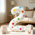 Globo de aluminio número 2 con lunares de colores, ideal para decoración de fiestas de cumpleaños - Pegatinas Redondas Coloridas Más Globo de Número Dos Blanco