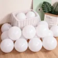 White round latex balloons set for party decorations, birthday celebrations, and holiday event layouts. - 10" / White