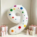Globo de aluminio número 9 con lunares blancos para fiesta de cumpleaños y decoración. - Pegatinas Redondas Coloridas Más Globo de Número Nueve Blanco