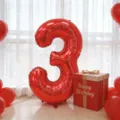 Red Number 3 Foil Balloon Birthday Party Decoration Large Balloon Set Indoor Venue Setup - Red Number 3 Balloon