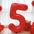 Globo de aluminio número 5 rojo para decoración de fiesta de cumpleaños, evento romántico. - Globo de Número Cinco Rojo