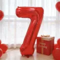 Gran globo de aluminio rojo número 7 para fiesta de cumpleaños, bodas y decoración de eventos. - Globo de Número Siete Rojo