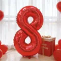 Globo de aluminio numero 8 rojo 3D metalico para fiesta cumpleaños boda decoracion - Globo de Número Ocho Rojo