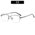 Business Halbgestell Metall quadratische Brillen Gestell C3 Farbe für Alltag und Büro. - Gunmetal Rahmen (C3)