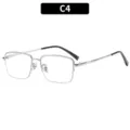 Modische quadratische Blaulichtfilter Brille mit Metallrahmen und schwarzen Bügelenden. - Silberner Rahmen (C4)