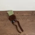 Detail winter oorbeschermers voor kinderen, schattig pluche gebreid design met lange touwen. - Geschikt voor 3-9 jaar / Groen