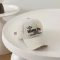 Vintage embroidered letter baseball cap, men and women casual cotton dad hat for summer. - 3-10 Years (Head Circumference 50-54cm) / Beige