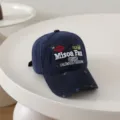 Retro embroidered baseball cap for men and women, vintage washed cotton dad hat, casual outdoor sun hat. - 3-10 Years (Head Circumference 50-54cm) / Navy Blue