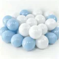Blue and white latex balloons set for birthday party decorations and festive atmosphere layout. - 10 Inch 100 Pcs Pack / Macaron Blue & White