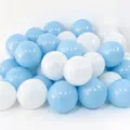Blue and white latex balloons set for birthday party decorations and festive event setups. - 10 Inch 100 Pcs Pack / Light Blue & White