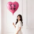 18 inch pink heart foil balloon with happy birthday text for wonderful party decoration - Bilingual Happy Birthday / Pack of 5 / Black